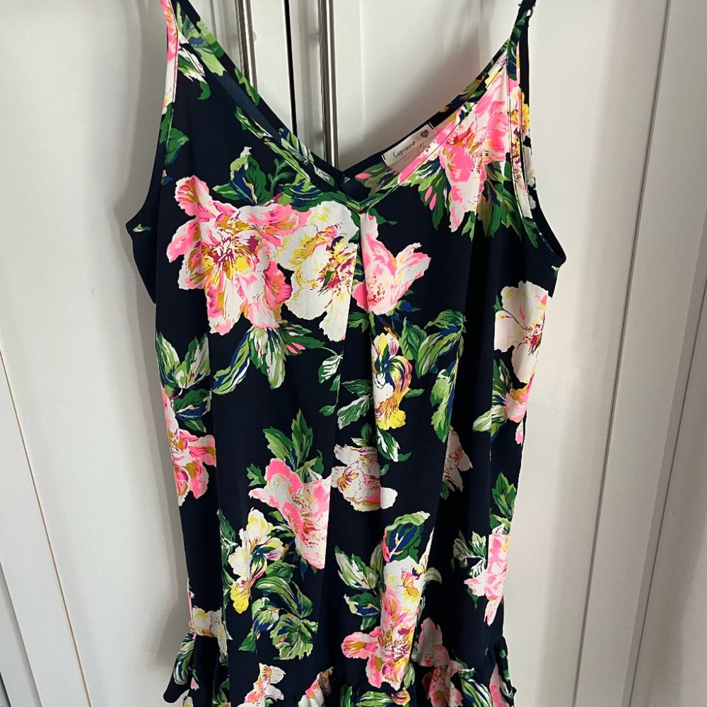 Navy Sleeveless Floral Fit & Flare Dress - Like new